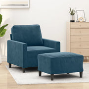Divano Sedia-Poltrona con Poggiapiedi Blu 60 cm in Velluto 767843