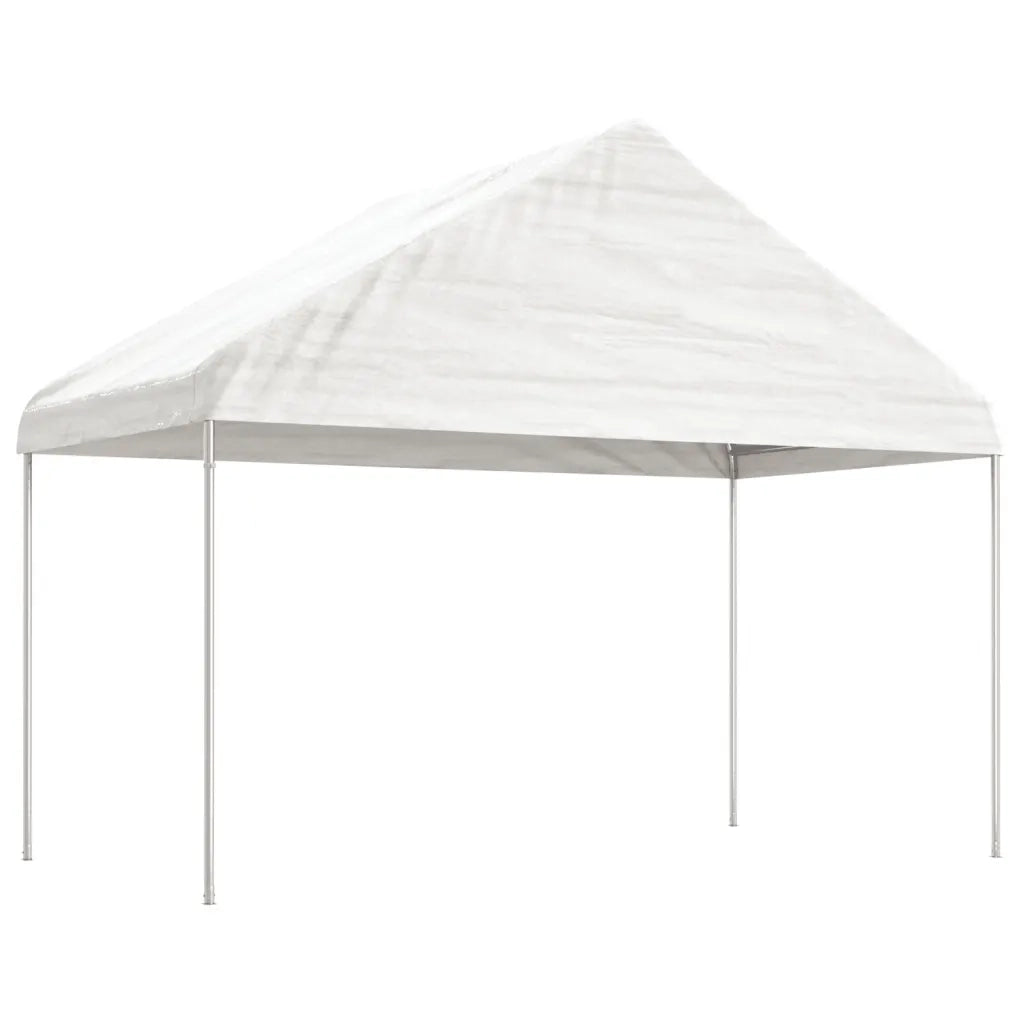Gazebo | Pergolato con Tetto Bianco 6,69x4,08x3,22 m in Polietilene