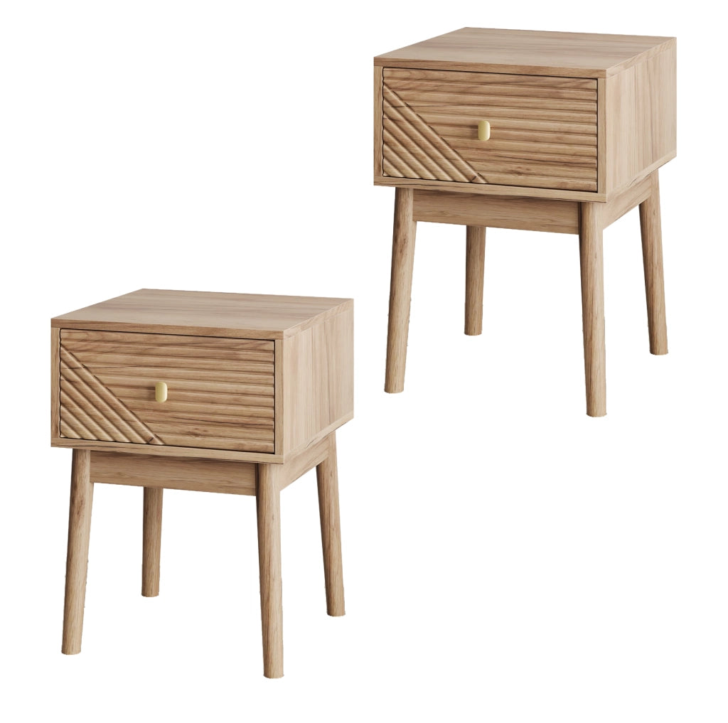Comodino color rovere con 2 cassetti, 40 x 40 x 55 cm