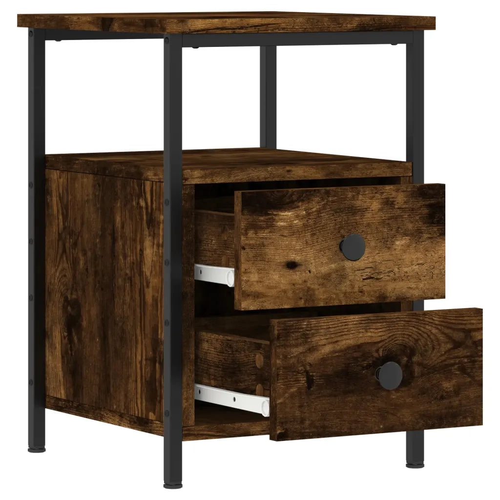 Comodino | Armadio da Notte | Mobiletto da notte Rovere Fumo 34x35,5x50 cm in Legno Multistrato