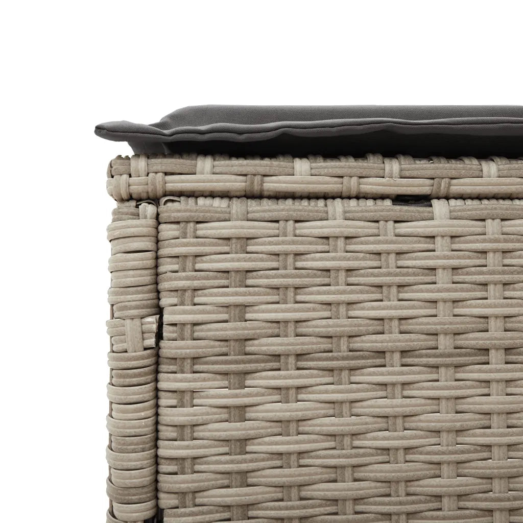 Lettino Prendisole con Cuscino Grigio Chiaro in Polyrattan 4002724