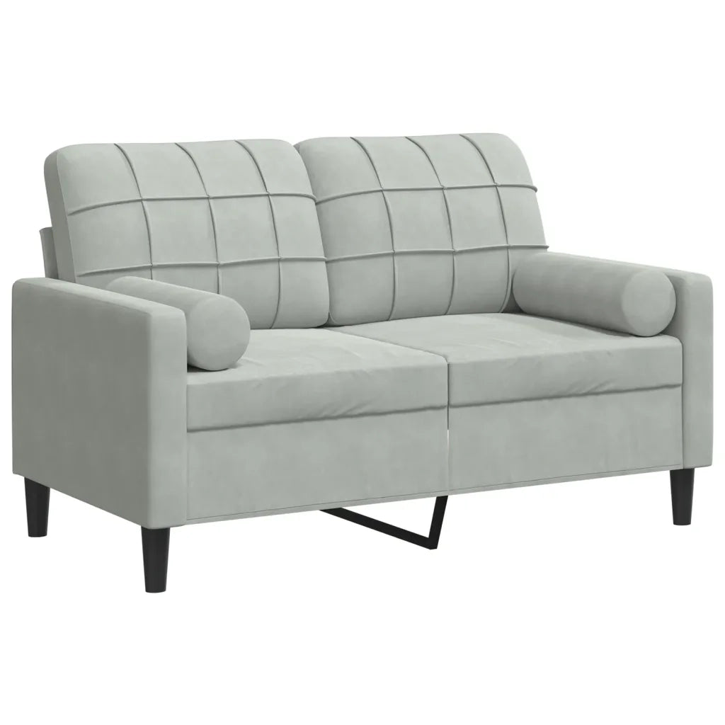 Divano a 2 Posti con Cuscini Grigio Chiaro 120 cm in Velluto 3278209