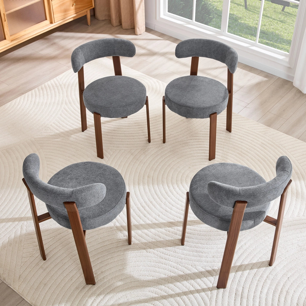 Sedia da Pranzo con Schienale Ergonomico e Seduta Imbottita, in Lino Grigio 57 × 51.5 × 79 cm