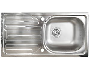 Cucina Lineare Moderna SOLE 256 cm – Bianco Lucido e Rovere, Soft Close