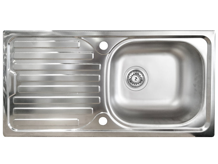 Cucina Lineare Moderna SOLE 256 cm – Bianco Lucido e Rovere, Soft Close