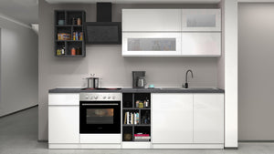 Cucina Lineare Bianca SOLE 256 cm – Moderna, Soft Close, Made in Italy