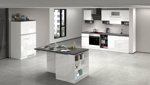 Cucina Lineare SOLE 256 cm - Bianco e Report, Design Moderno Made in Italy