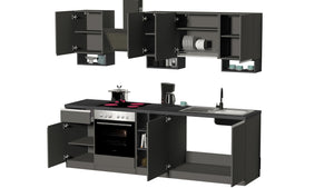 Cucina Lineare SOLE 256 cm - Antracite/Report, Top 35 mm