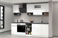 Cucina Lineare SOLE 256 cm - Bianco e Report, Design Moderno Made in Italy