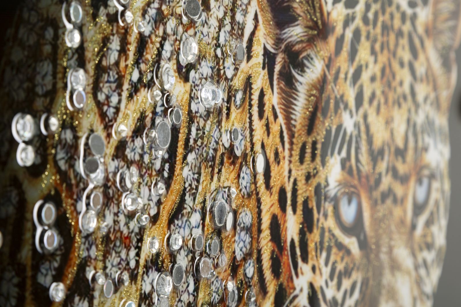 Dipinto Su Tela Laccato Giaguaro C/Cornice Cm 82X4X82