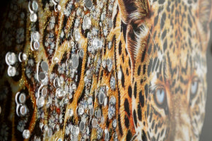 Dipinto Su Tela Laccato Giaguaro C/Cornice Cm 82X4X82