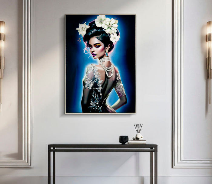 Dipinto Su Tela Laccato Isabel C/Cornice B 72X4X102