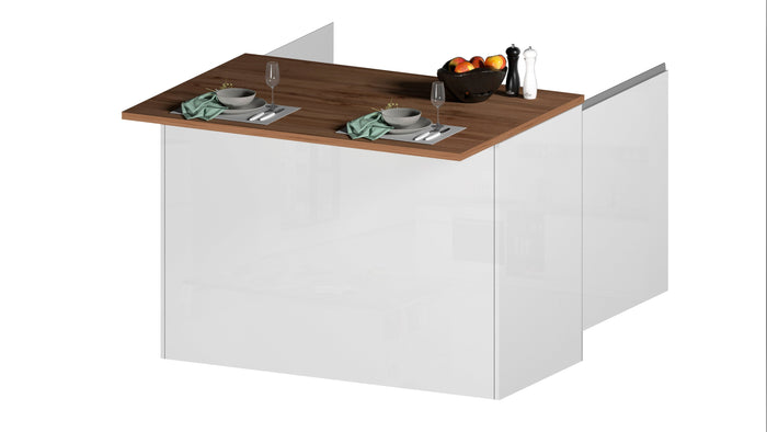 Isola Cucina SOLE 2 Ante – Bianco lucido/Rovere 125x90x90 cm, Made in Italy
