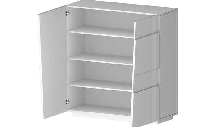 Madia Alta PONGO 4 Ante – Bianco Laccato, 120x44x126 cm, Made in Italy