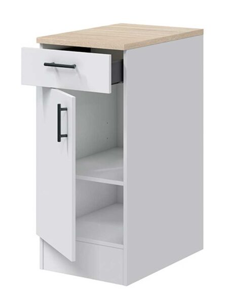 Mobile Base 40x60x90h Kira 1 Cassetto 1 Anta MDF Bianco/Rovere – Arredo Casa e Cucina