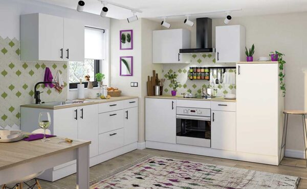 Mobile Base 60x60x90h Kira per Forno MDF Bianco/Rovere – Cucina Moderna