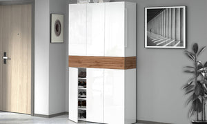 Scarpiera SAVONA 6 ante - Fino a 60 paia, bicolore bianco/rovere Made in Italy