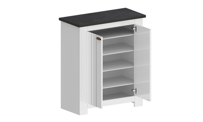 Scarpiera FIGO 2 Ante Battenti - Bianco Report, Stile Country Elegante