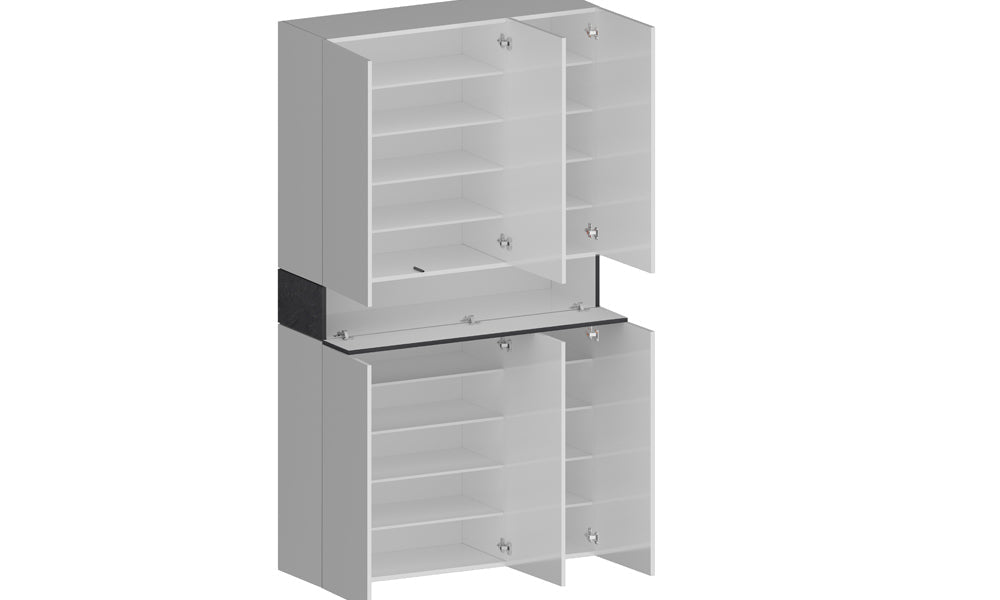 Scarpiera SAVONA 6 Ante e 1 Ribalta - Bianco Lucido/Report, Moderna e Spaziosa