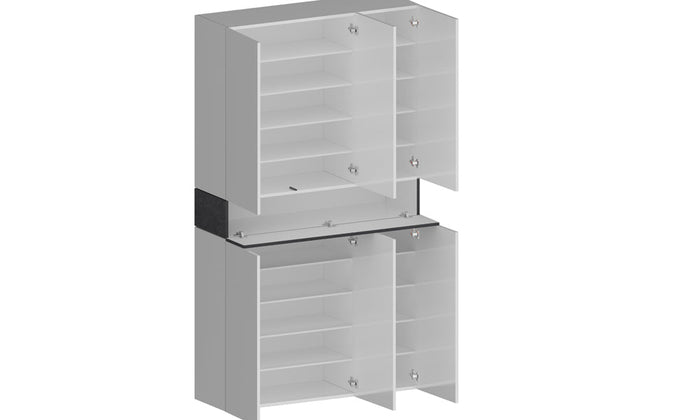 Scarpiera SAVONA 6 Ante e 1 Ribalta - Bianco Lucido/Report, Moderna e Spaziosa