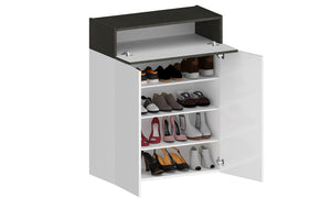 Scarpiera SAVONA 2 Ante e 1 Ribalta - Bianco Lucido/Report, Moderna e Compatta