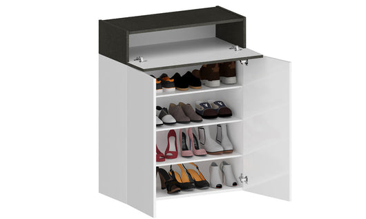 Scarpiera SAVONA 2 Ante e 1 Ribalta - Bianco Lucido/Report, Moderna e Compatta