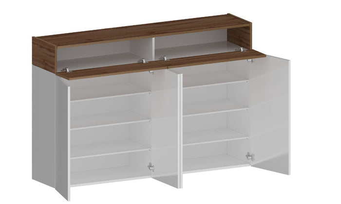 Scarpiera SAVONA 4 Ante e 2 Ribalta - Bianco Lucido/Rovere Wotan, Moderna e Capiente