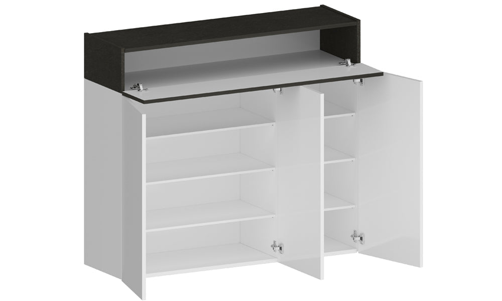 Scarpiera SAVONA 3 Ante e Ribalta - Bianco Lucido/Report, Moderna e Capiente