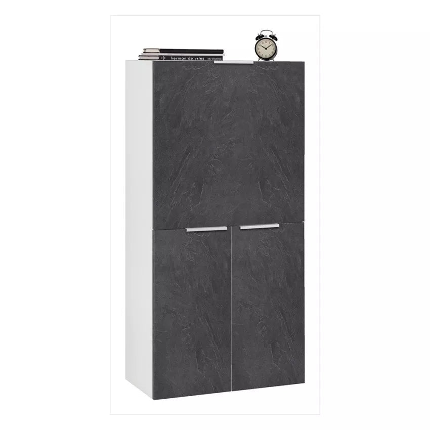 Scrivania Salvaspazio Dalia - Anta Ribaltabile, Made in Italy, Bianco Lucido