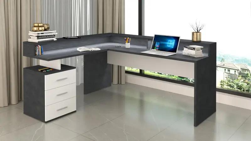 Scrivania New Selina ad angolo con sopralzo moderna e funzionale