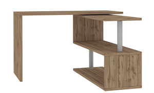 Scrivania Girevole Design VOLTA – 120x65x75 cm, Ripiani Aperti Rovere