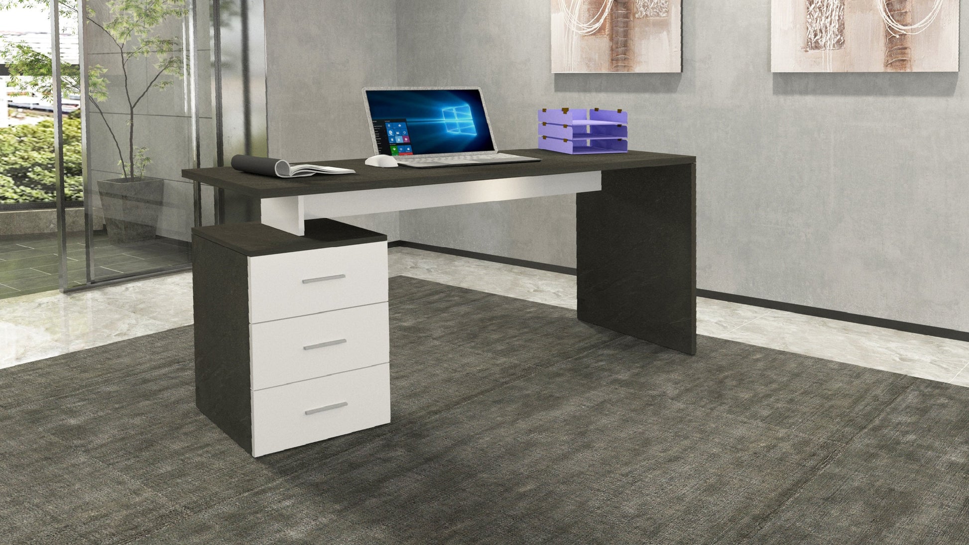 Scrivania New Selina da 160 cm in Legno con 3 cassetti - design moderno