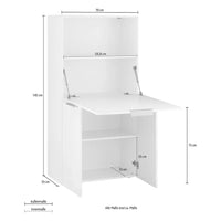 Scrivania Salvaspazio Dalia - Anta Ribaltabile, Made in Italy, Bianco Lucido