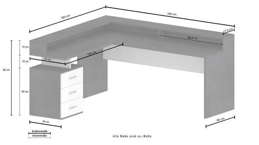 Scrivania New Selina ad angolo con sopralzo moderna e funzionale