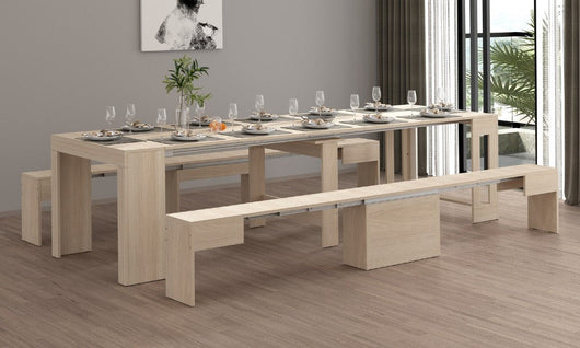 Set 2 Panche Allungabili PRATIKA - Olmo Perla, Salvaspazio Made in Italy