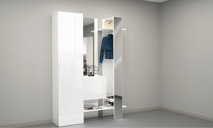 Set ingresso KOMPACT 3 pezzi - 140x35x191 cm, legno riciclato, Made in Italy