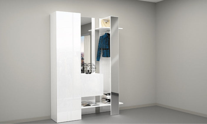 Set ingresso KOMPACT 3 pezzi - 140x35x191 cm, legno riciclato, Made in Italy