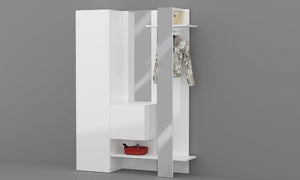 Set ingresso KOMPACT 3 pezzi - 140x35x191 cm, legno riciclato, Made in Italy