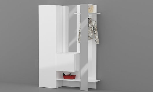 Set ingresso KOMPACT 3 pezzi - 140x35x191 cm, legno riciclato, Made in Italy