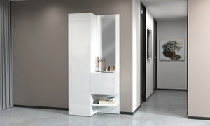 Set Ingresso Moderno KOMPACT 2 Pezzi – 90x35x191 cm, Specchio e 10 Ripiani