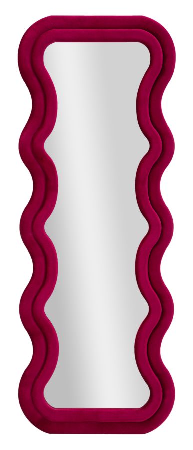 Specchio Da Muro Emily Velluto Fuxia 60X6X160 Elegante