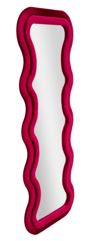 Specchio Da Muro Emily Velluto Fuxia 60X6X160 Elegante