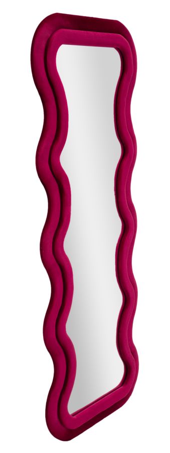 Specchio Da Muro Emily Velluto Fuxia 60X6X160 Elegante