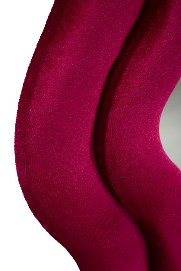 Specchio Da Muro Emily Velluto Fuxia 60X6X160 Elegante