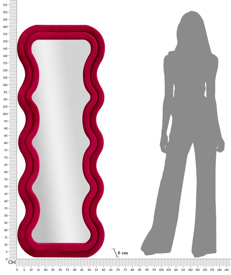 Specchio Da Muro Emily Velluto Fuxia 60X6X160 Elegante