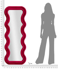 Specchio Da Muro Emily Velluto Fuxia 60X6X160 Elegante