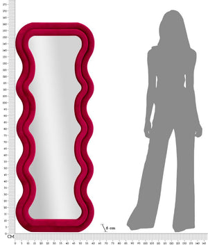 Specchio Da Muro Emily Velluto Fuxia 60X6X160 Elegante