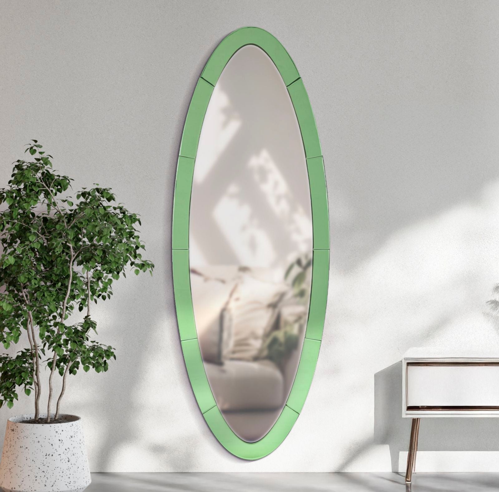 Specchio Da Muro Oslo Verde 55X2X150 Elegante E Raffinato