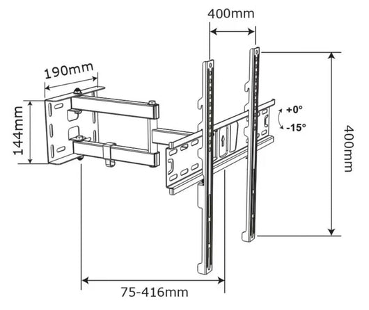 Supporto TV a Muro Regolabile con Doppio Braccio 32–55 Pollici – Portata 30 Kg