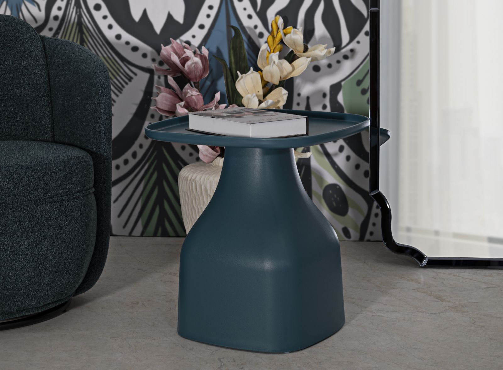 Tavolinetto Gea Blu Cm 48X48X50 Design Moderno Elegante